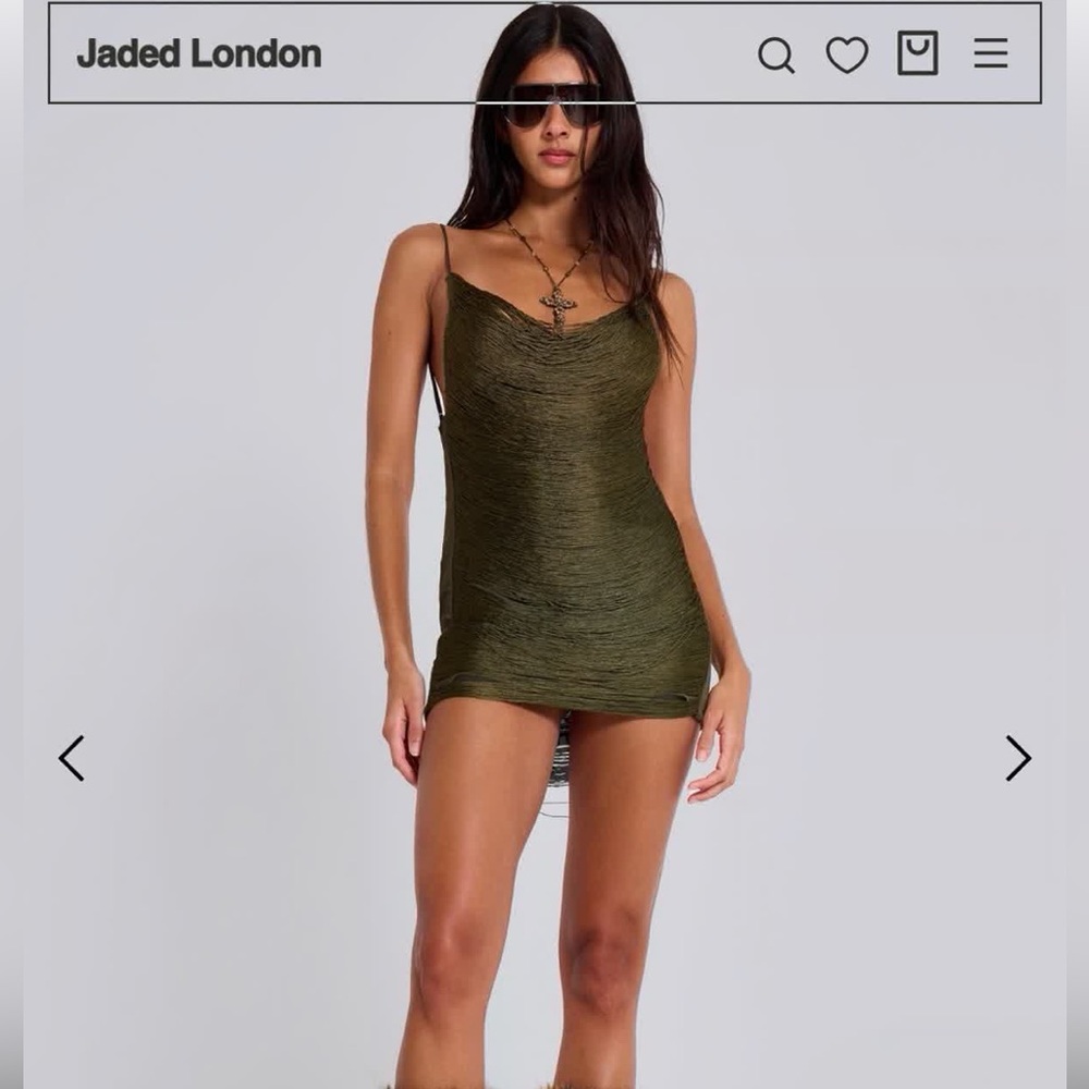 Jaded London Green Fringe Strappy Mini Dress